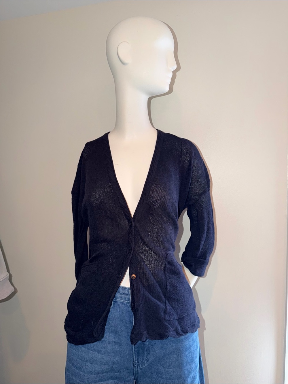 Inhabit Navy Lightweight V-Neck Women's Cardigan